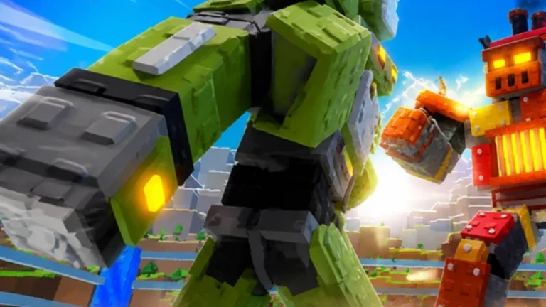 A built robot standing in the ring after being powered on in Create a Robot Fighter